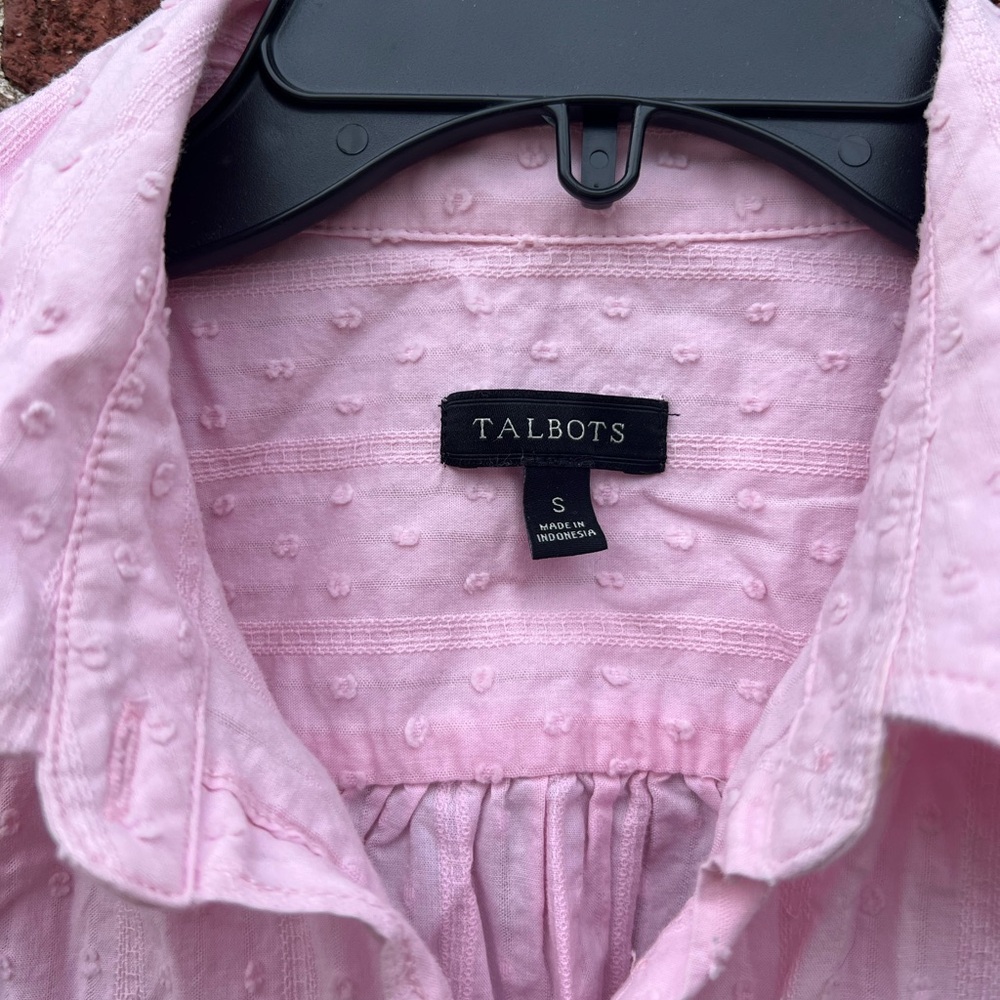 Talbots Pink Button Down Shirt Textures Swiss Dot… - image 2